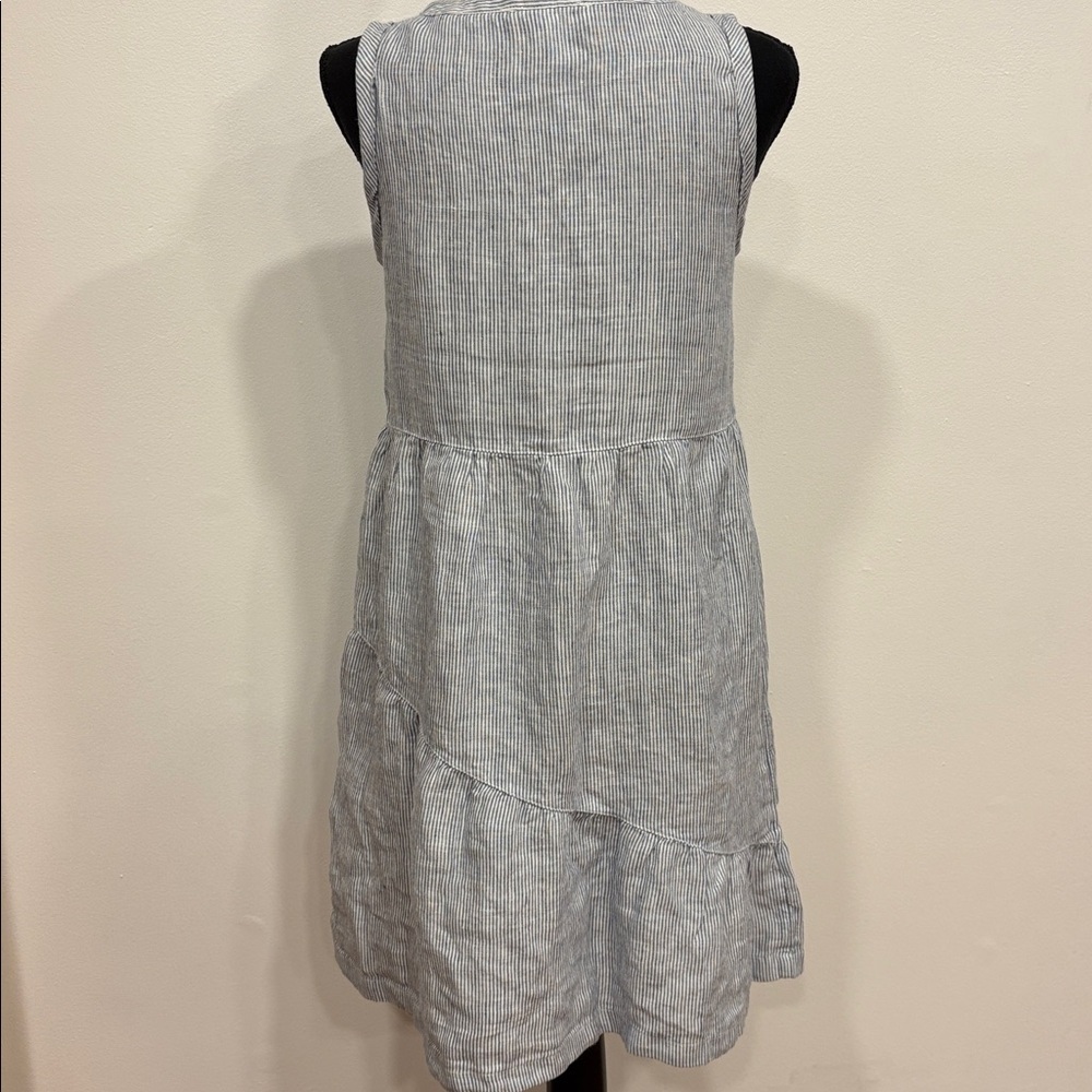 LUCKY BRAND gorgeous linen striped Blue V-Neck Dress. Beach cover-up sundress XS - Picture 4 of 4